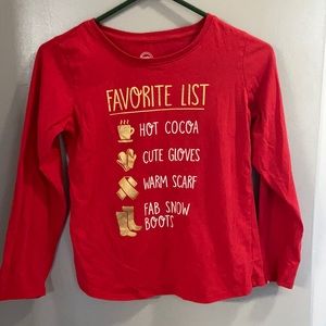 Christmas Long Sleeve 10/12 Girls Shirt Red